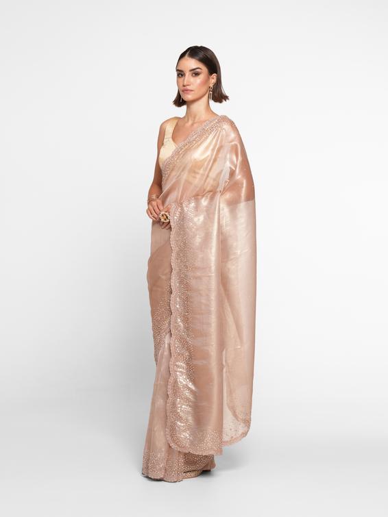 Twamev Women Fawn Festive Organza Saree