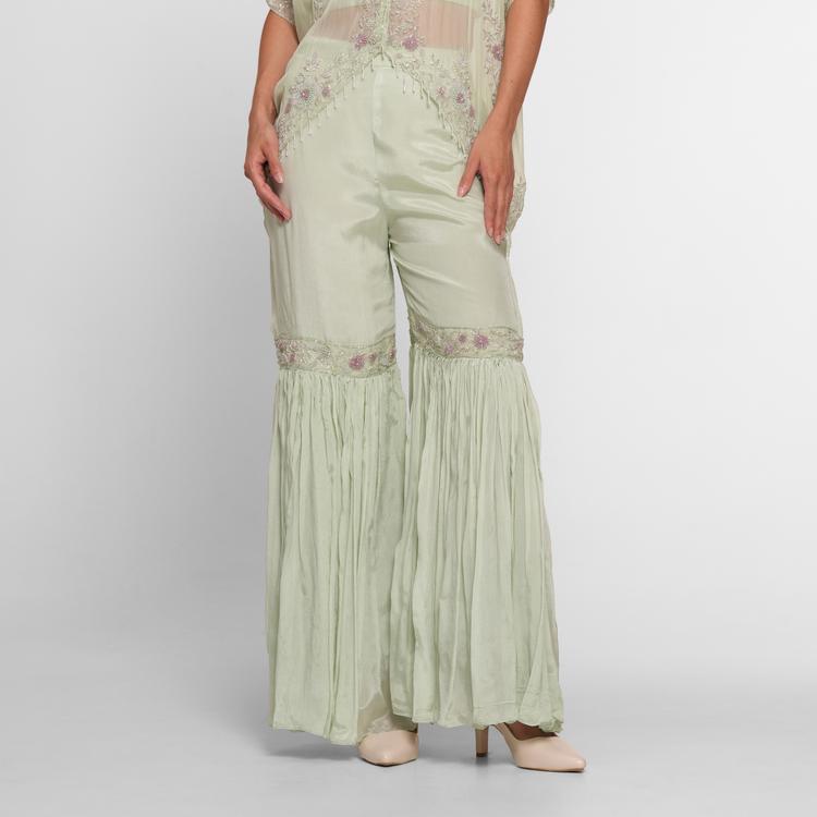 Twamev Women Pista Green Radiance Stitched Suit