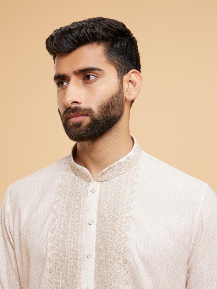 Twamev Men Beige Elegance Kurta Pajama