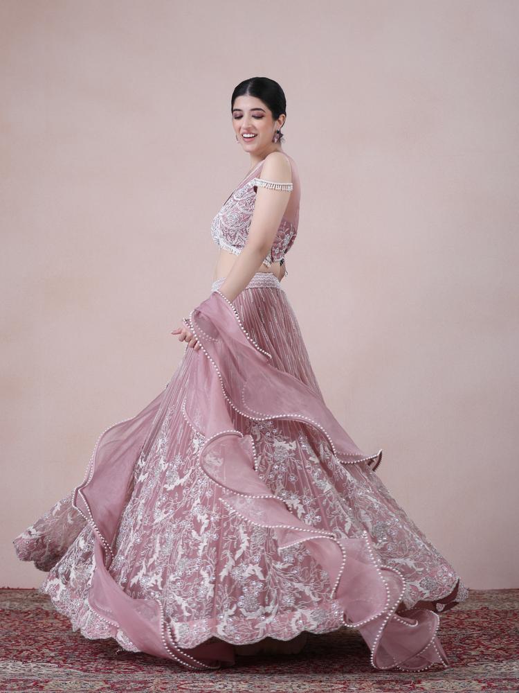 Twamev Women Fairytale Light Purple Organza Skirt Top Set