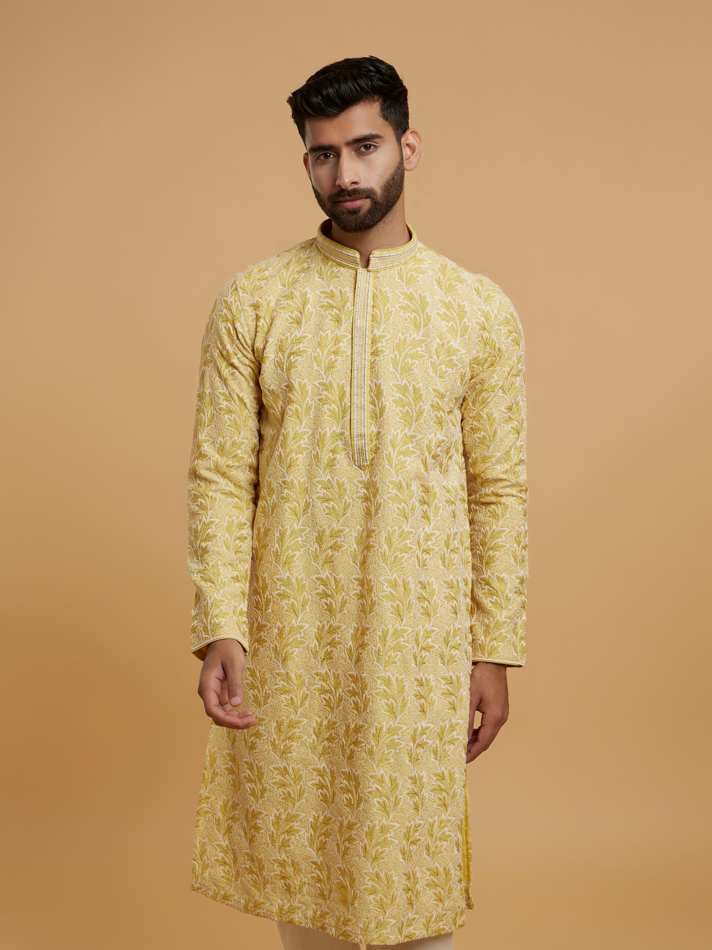 Twamev Men Twirl of Sunshine Kurta Pajama