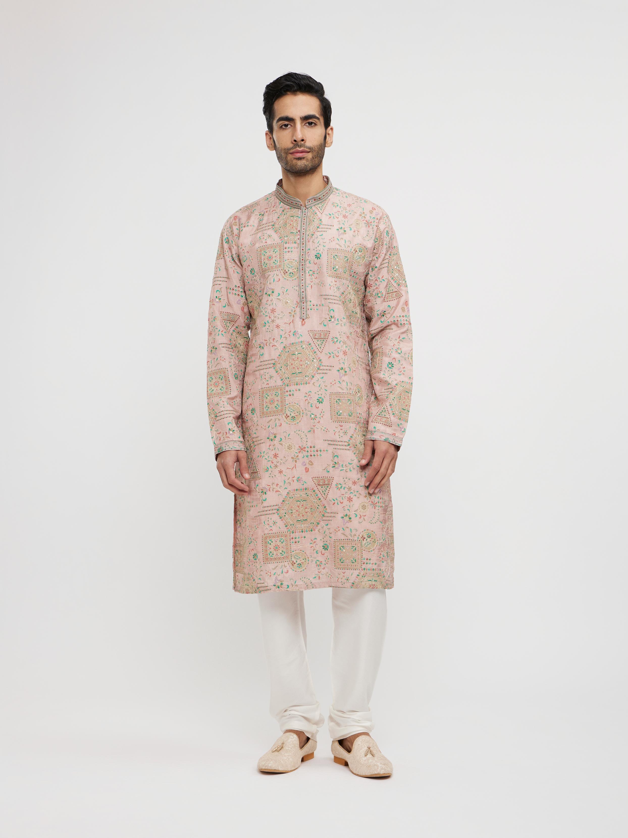 Twamev Men Dusty Pink Graceful Kurta Pajama