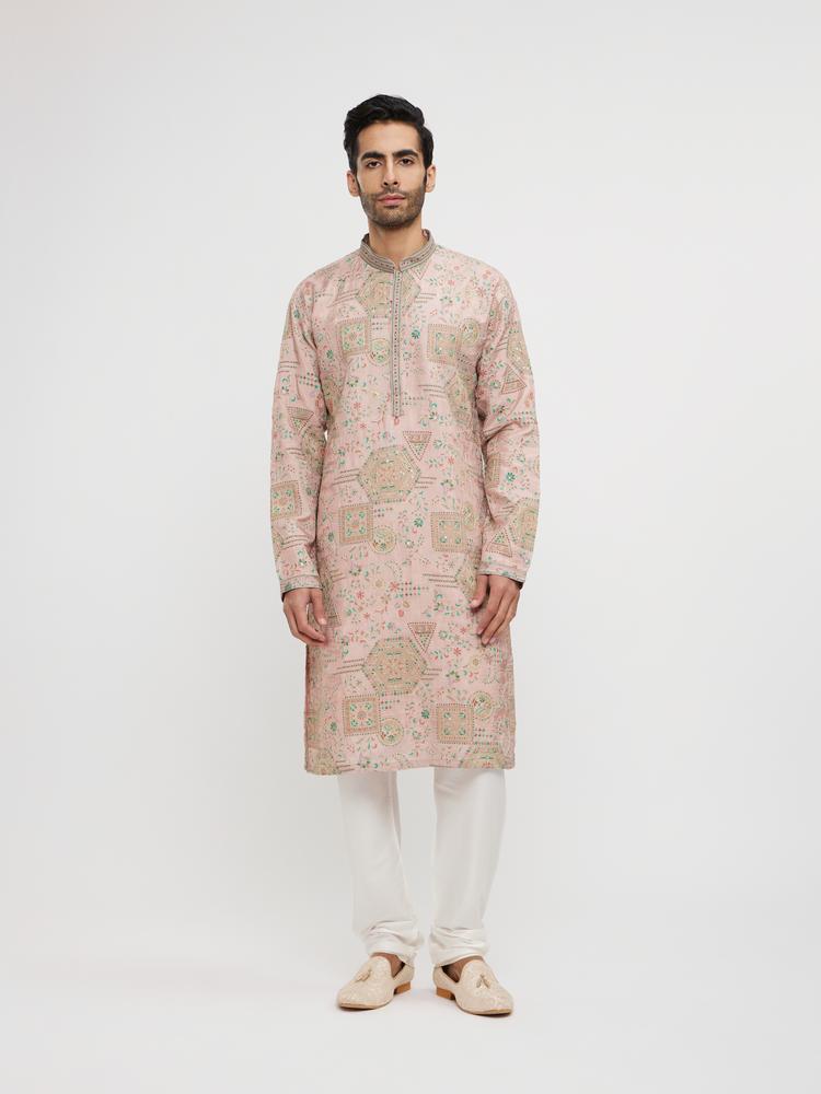 Twamev Men Dusty Pink Graceful Kurta Pajama
