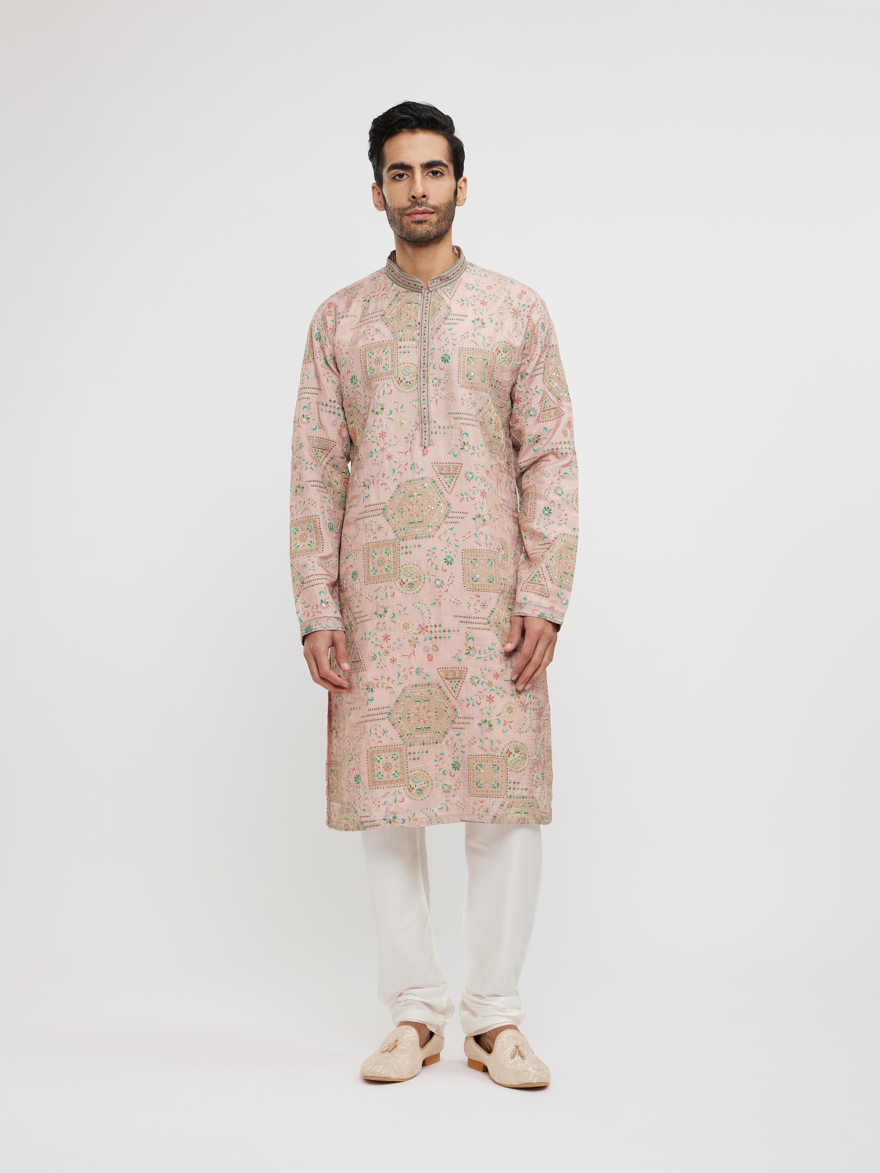 Twamev Men Dusty Pink Graceful Kurta Pajama