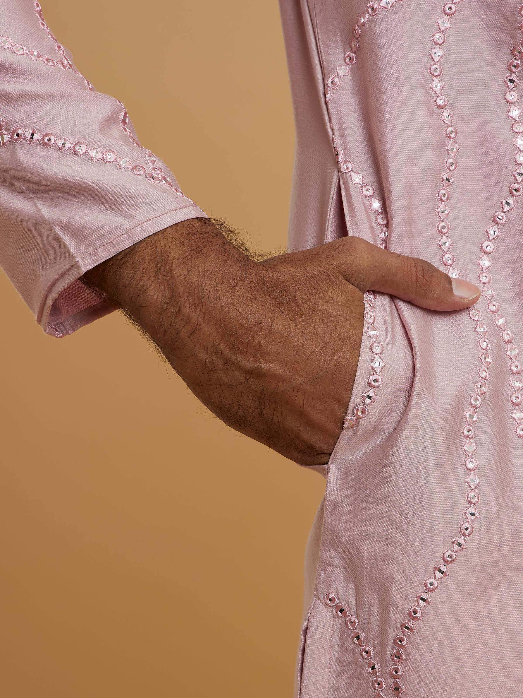 Twamev Men Elegant Pink Kurta Pajama Ensemble