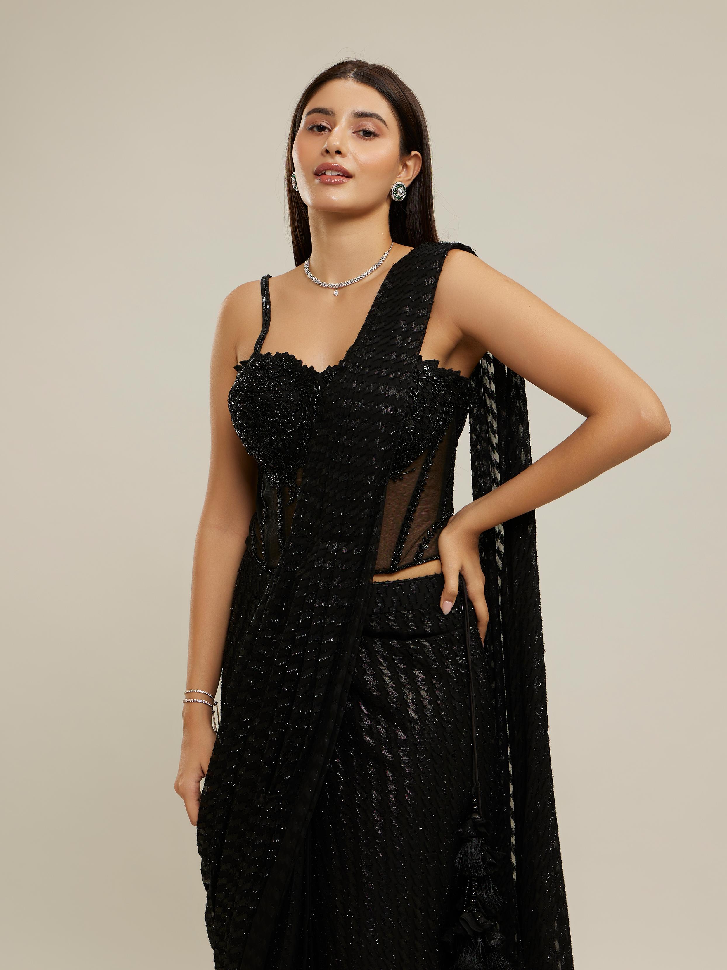 Twamev Women Twilight Black Elegance Saree