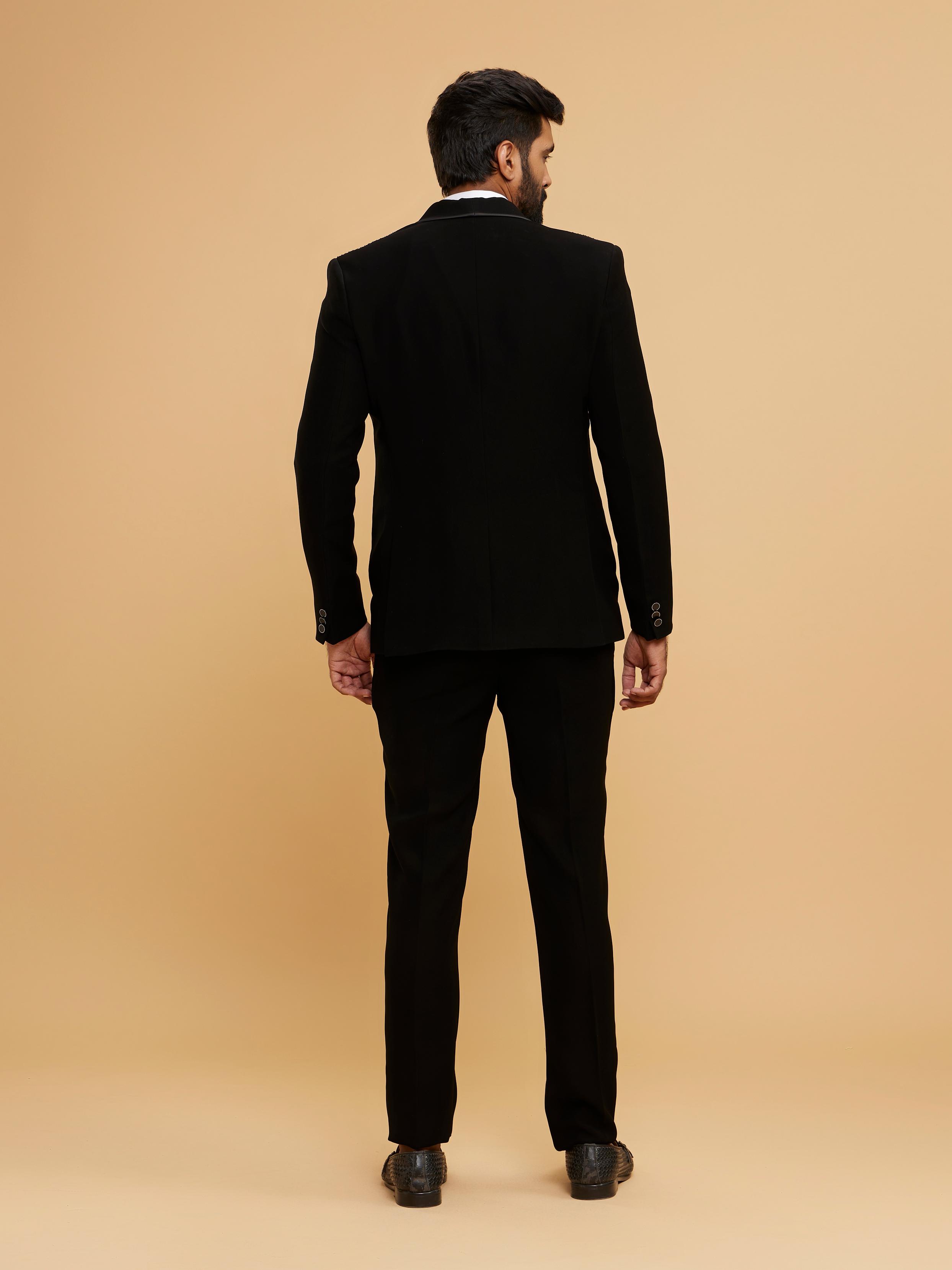 Twamev Men Dapper Black Suit Set