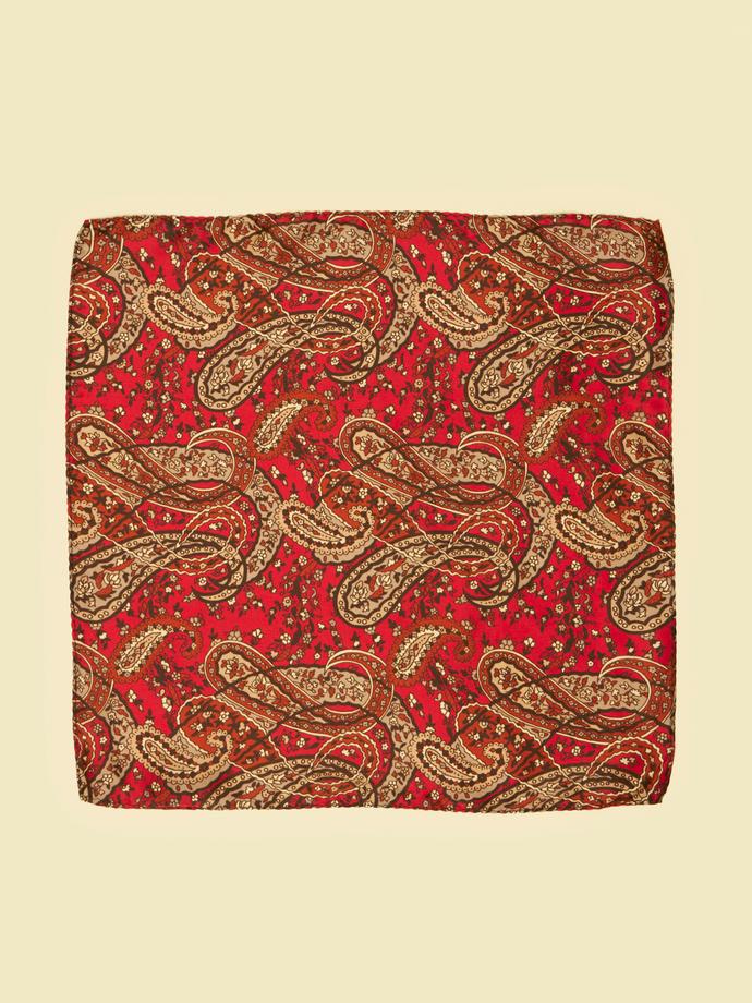 Twamev Men Regal Red Satin Pocket Square