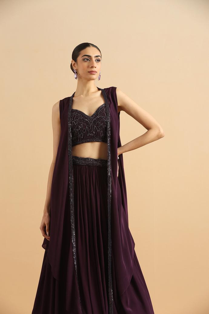 Twamev Women Wine Cocktail Satin Skirt Top Set