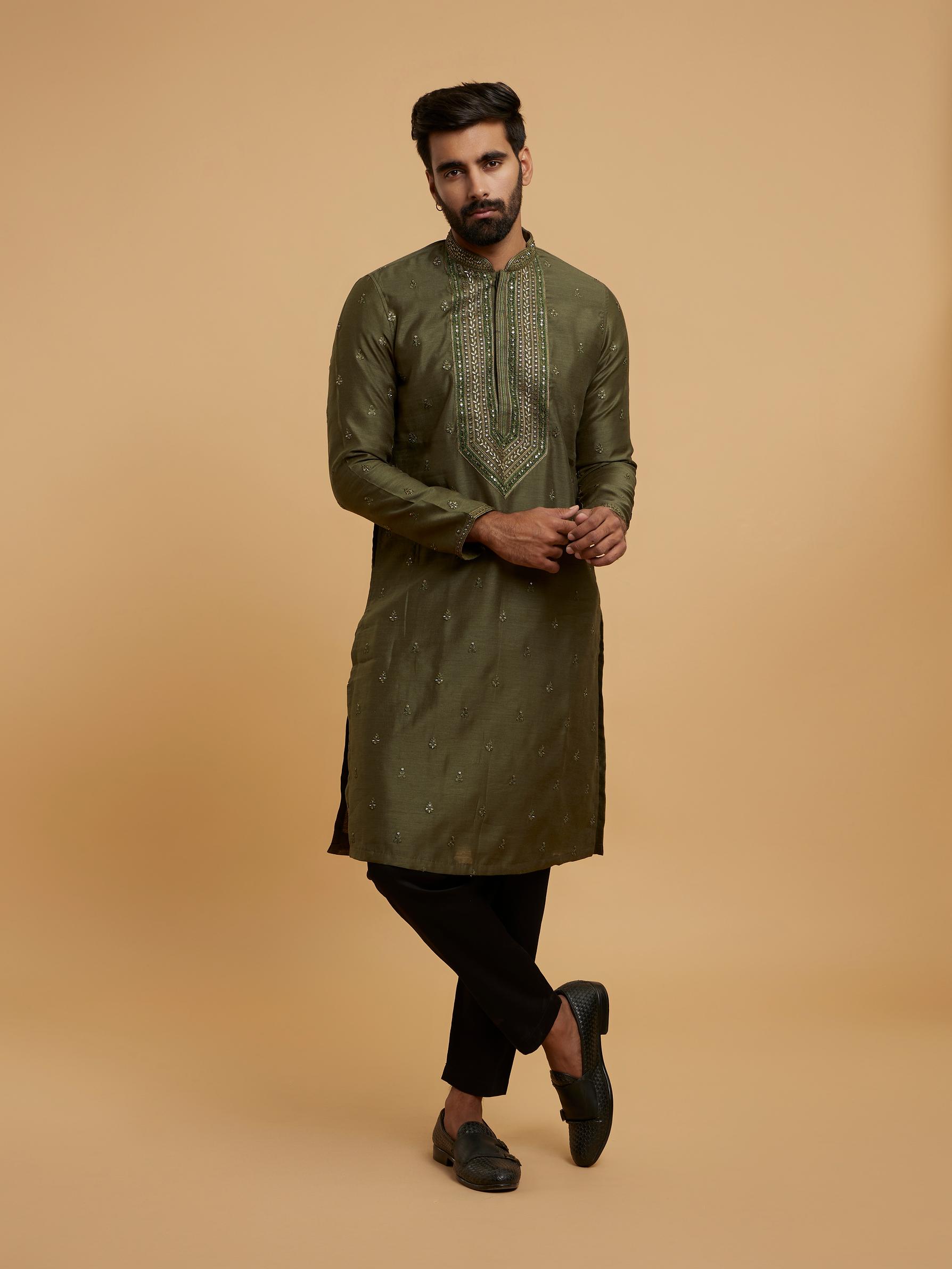 Twamev Men Emerald Elegance Kurta Pajama