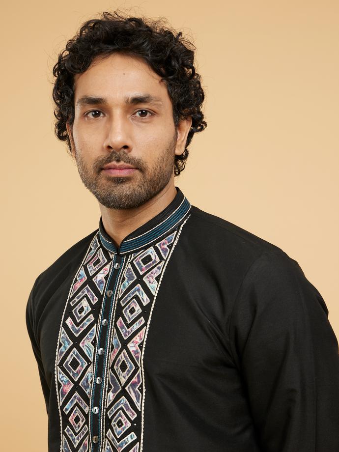 Twamev Men Black Elegance Kurta Pajama