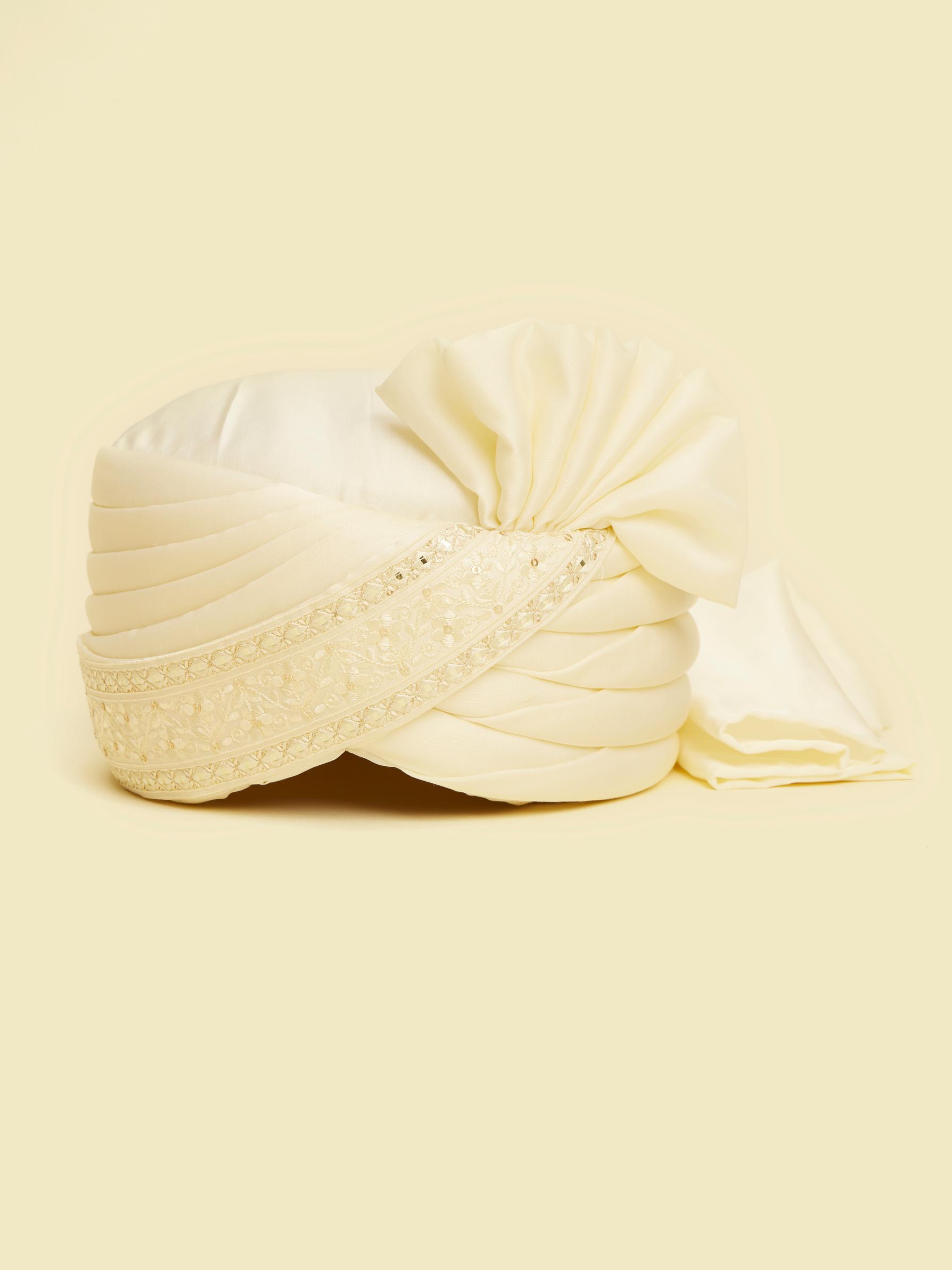 Twamev Men Warm White Satin Safa