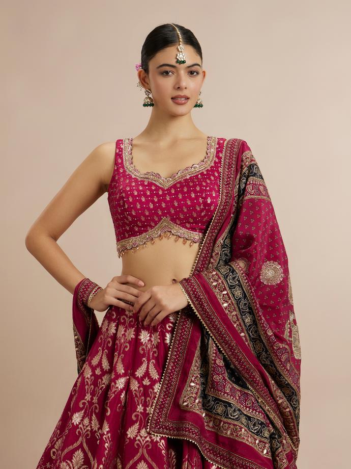Twamev Women Maroon Bliss Sparkle Lehenga