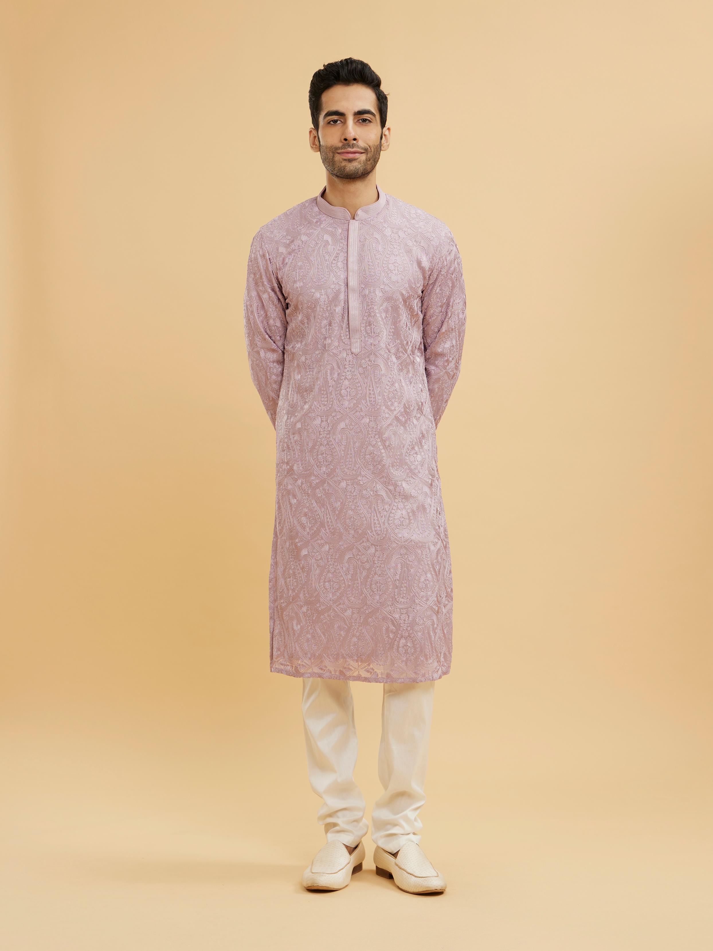Twamev Men Dazzling Lilac Kurta Pajama