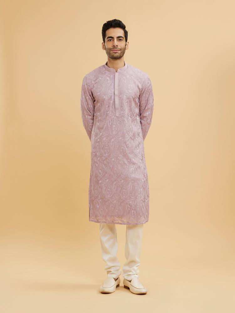 Twamev Men Dazzling Lilac Kurta Pajama