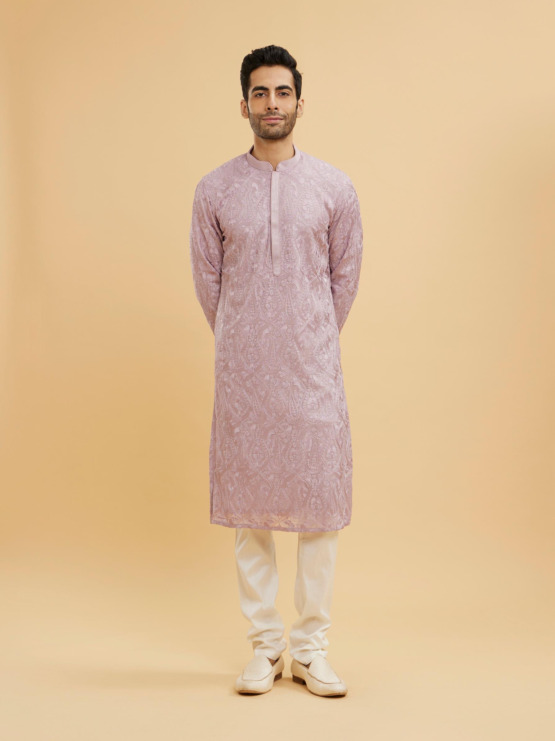 Twamev Men Dazzling Lilac Kurta Pajama