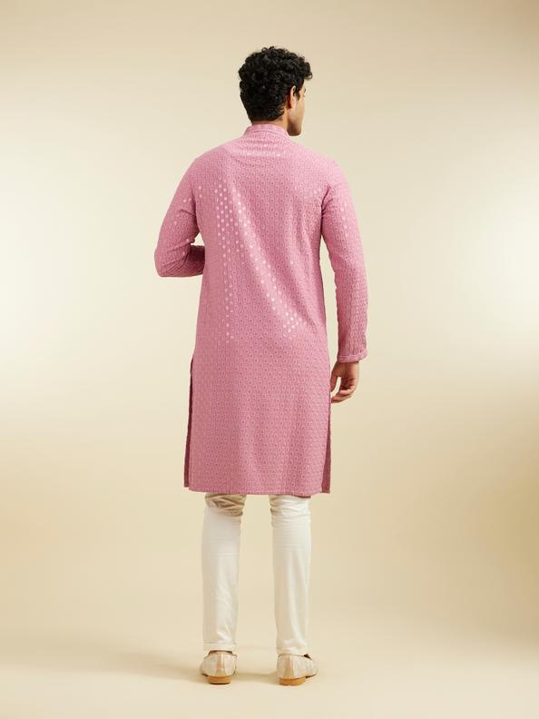 Diwas Men Dusty Pink Chikankari Sequinned Kurta