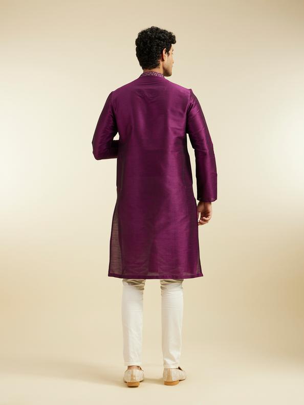 Diwas Men Royal Purple Sequin Embellished Kurta