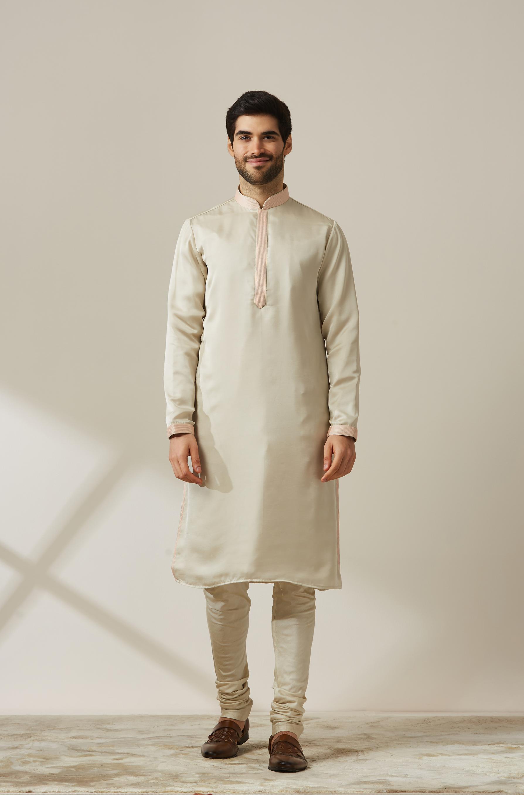 Twamev Men Pista Patterned Kurta Jacket Set