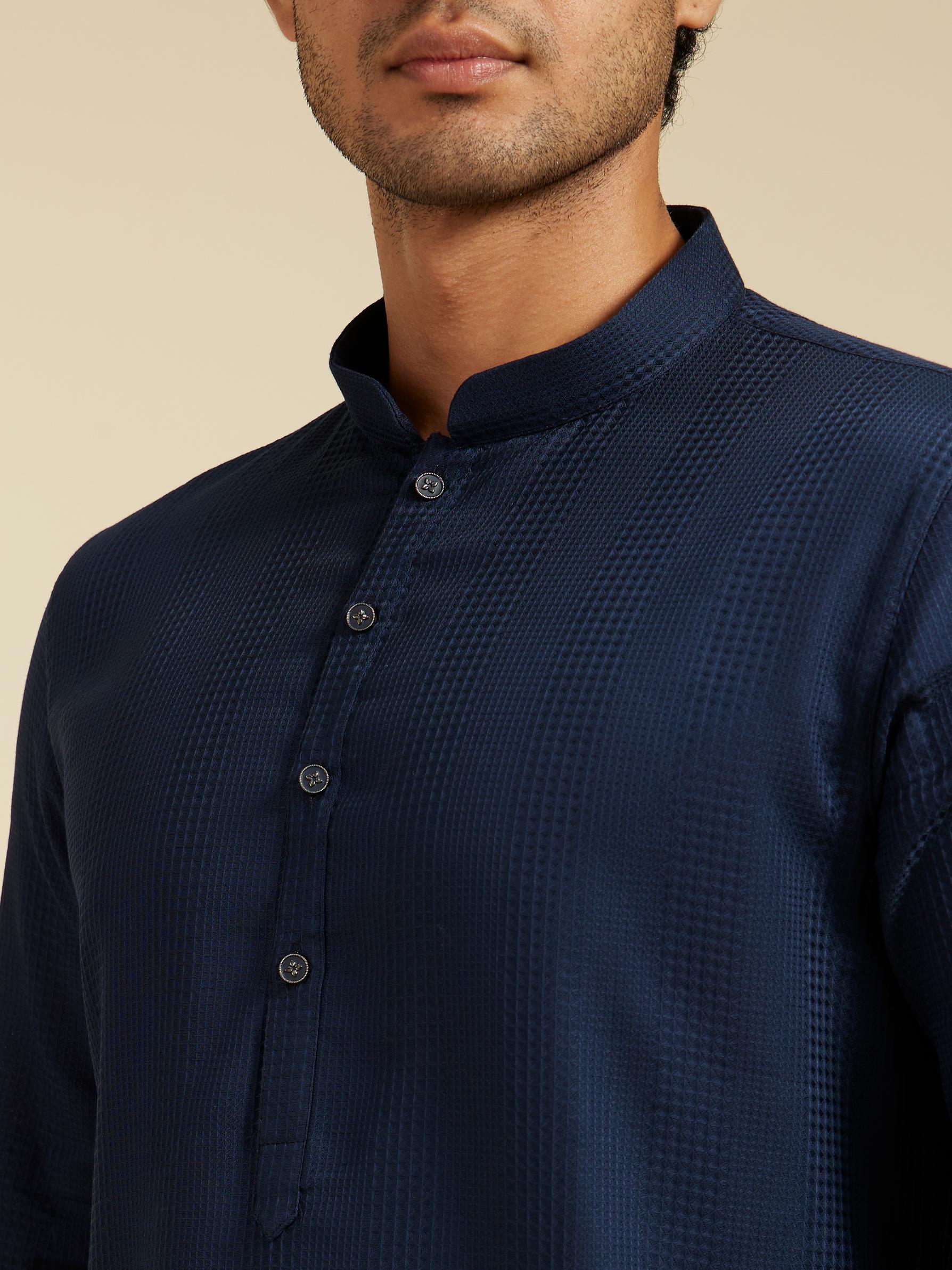 Diwas Men Indigo Blue Plain Classic Kurta