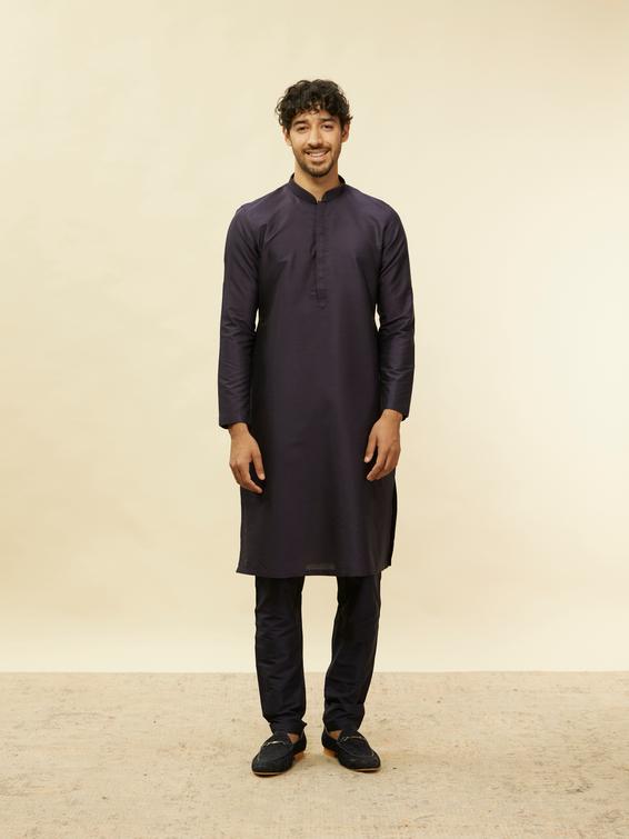 Twamev Men Elegant Blue Mandarin Collar Kurta Set