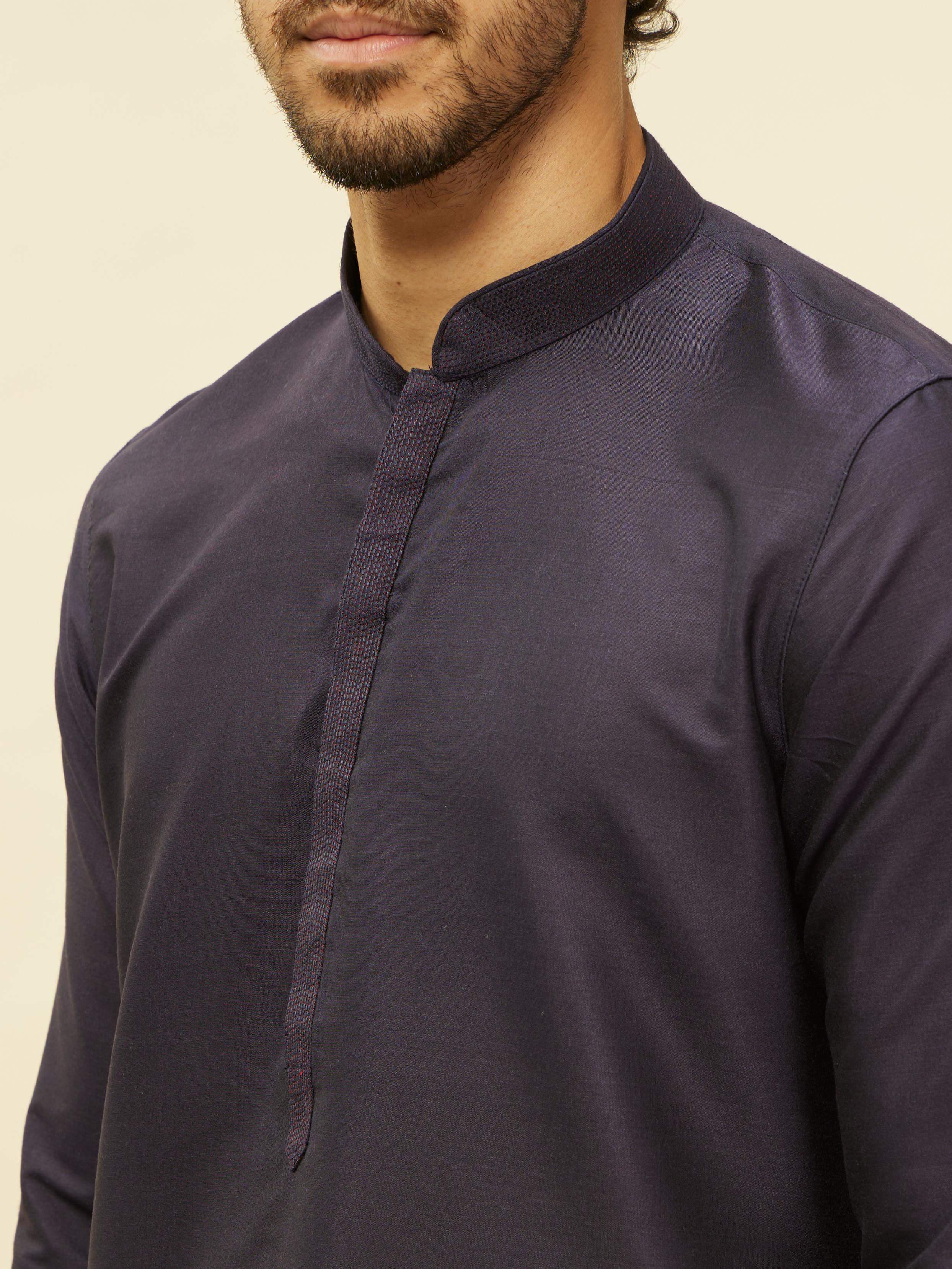 Twamev Men Elegant Blue Mandarin Collar Kurta Set