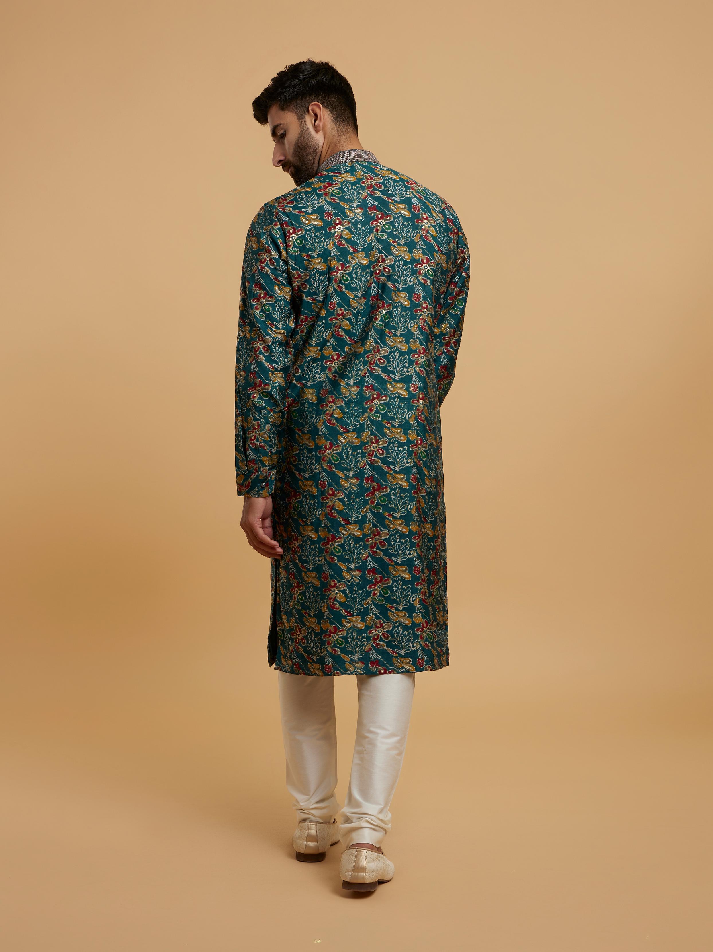 Twamev Men Emerald Elegance Kurta Pajama