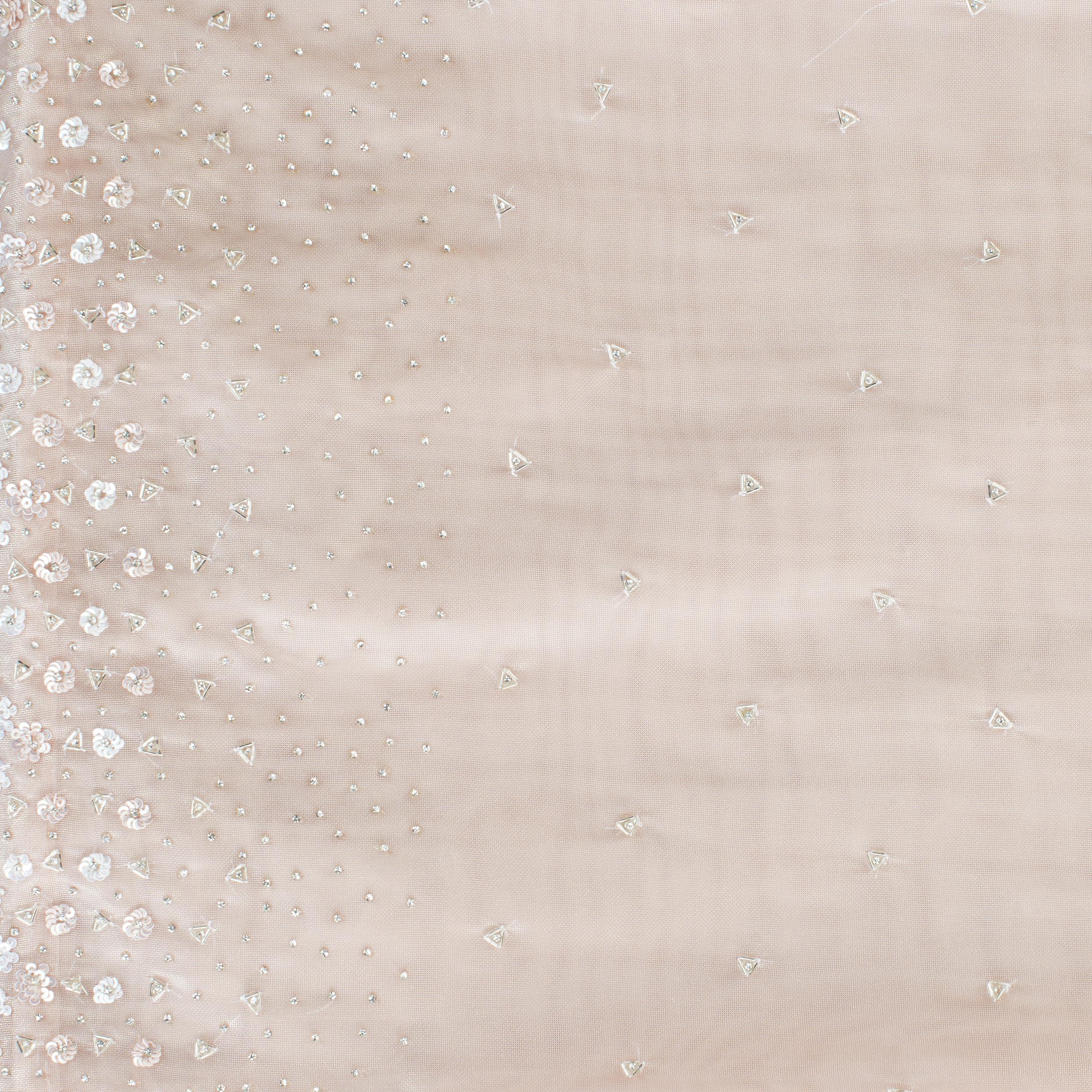 Twamev Women Twinkling Pink Hand Embroidery Saree