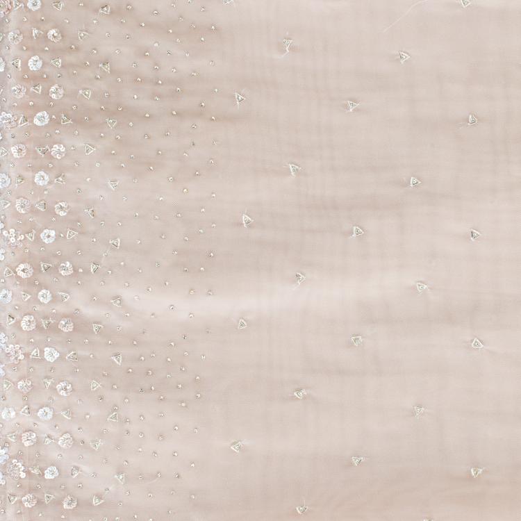 Twamev Women Twinkling Pink Hand Embroidery Saree