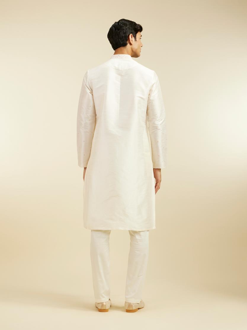 Diwas Men Warm White Sequin Embellished Kurta