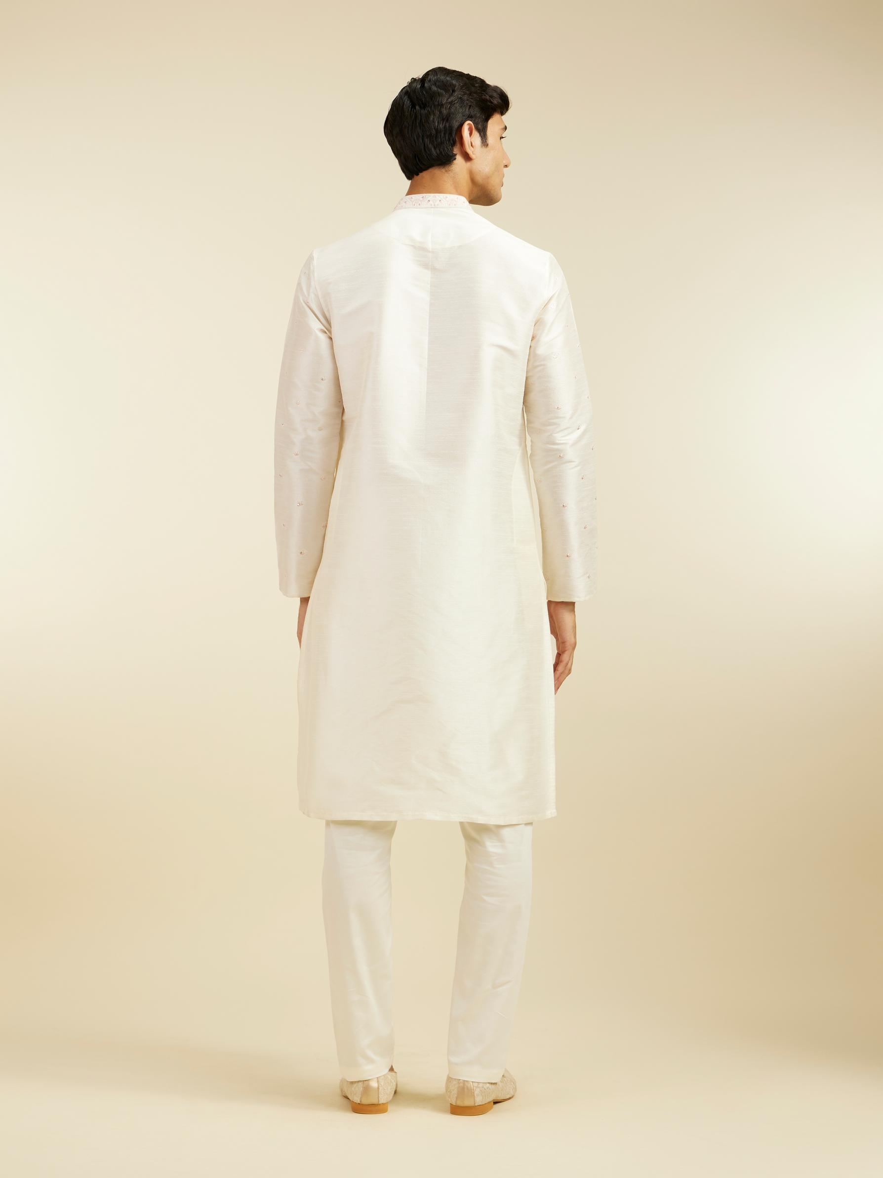 Diwas Men Warm White Sequin Embellished Kurta