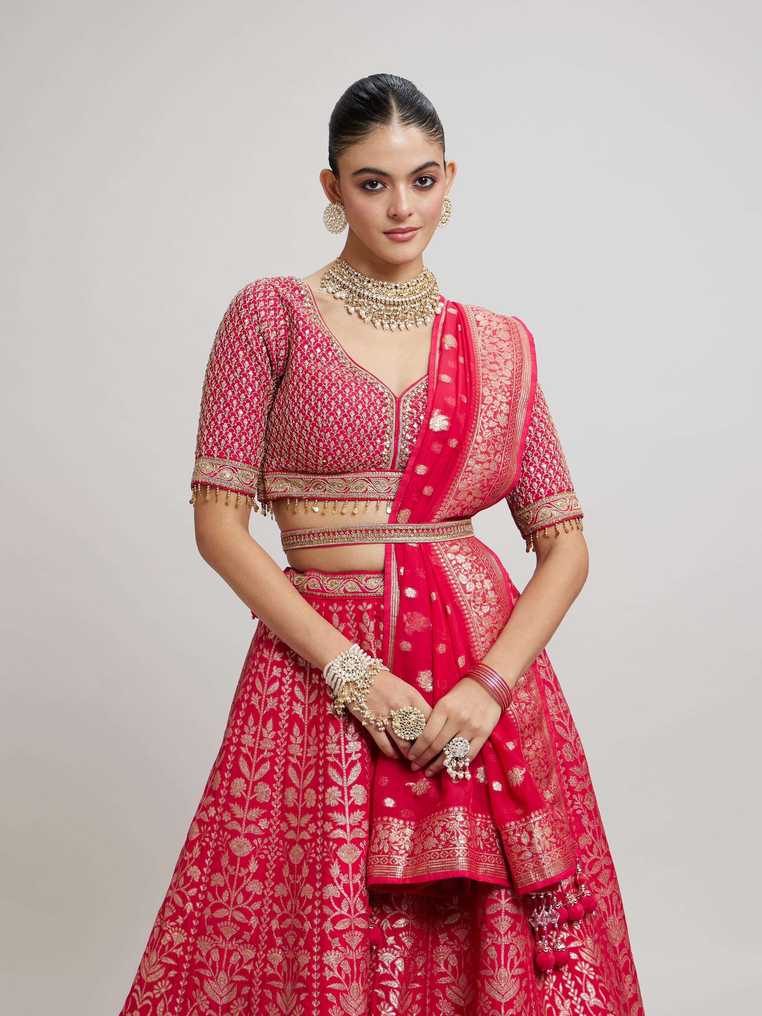 Twamev Women Majestic Pink Lehenga Ensemble