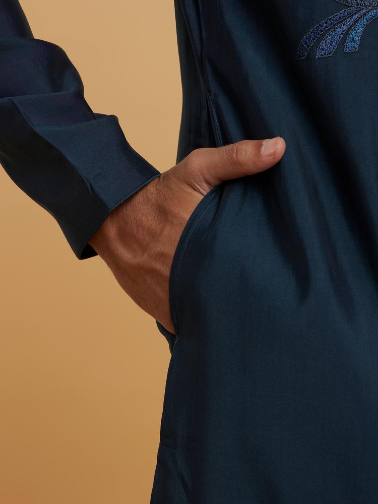 Twamev Men Dark Blue Regality Kurta Pajama