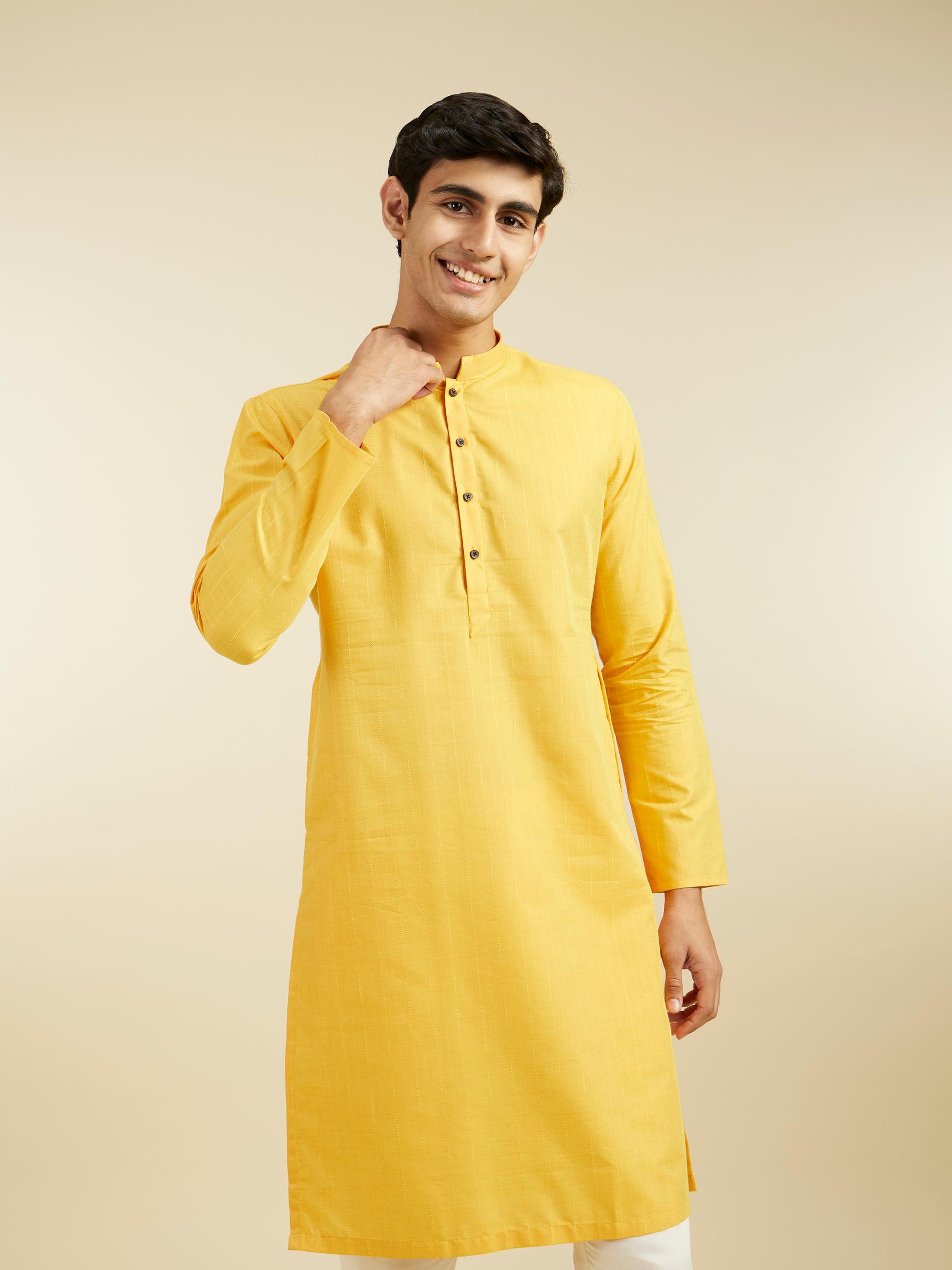 Diwas Men Luxurious Mustard Kurta