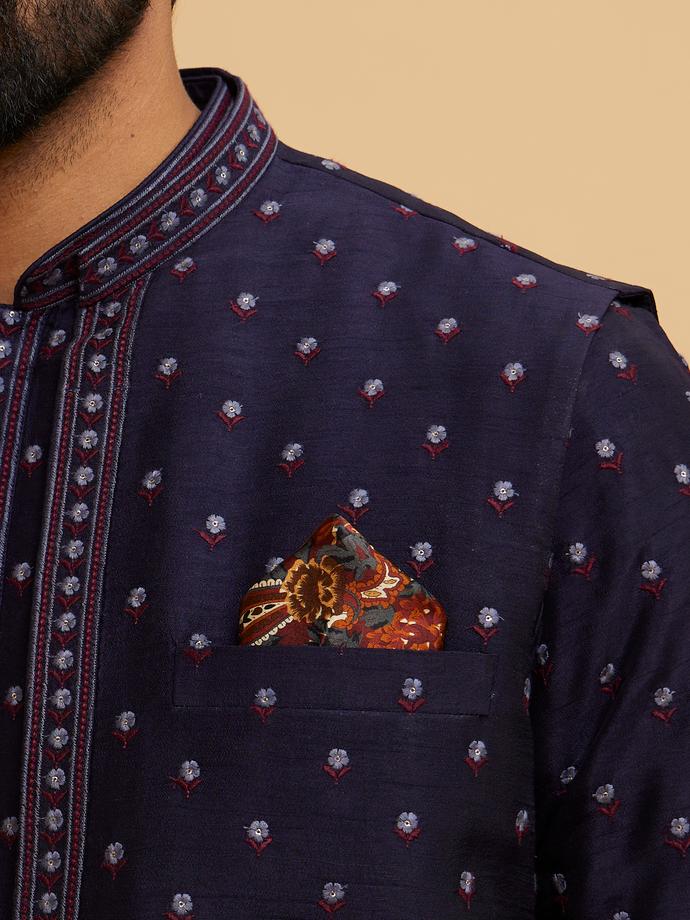 Twamev Men Royal Satin Brown Pocket Square