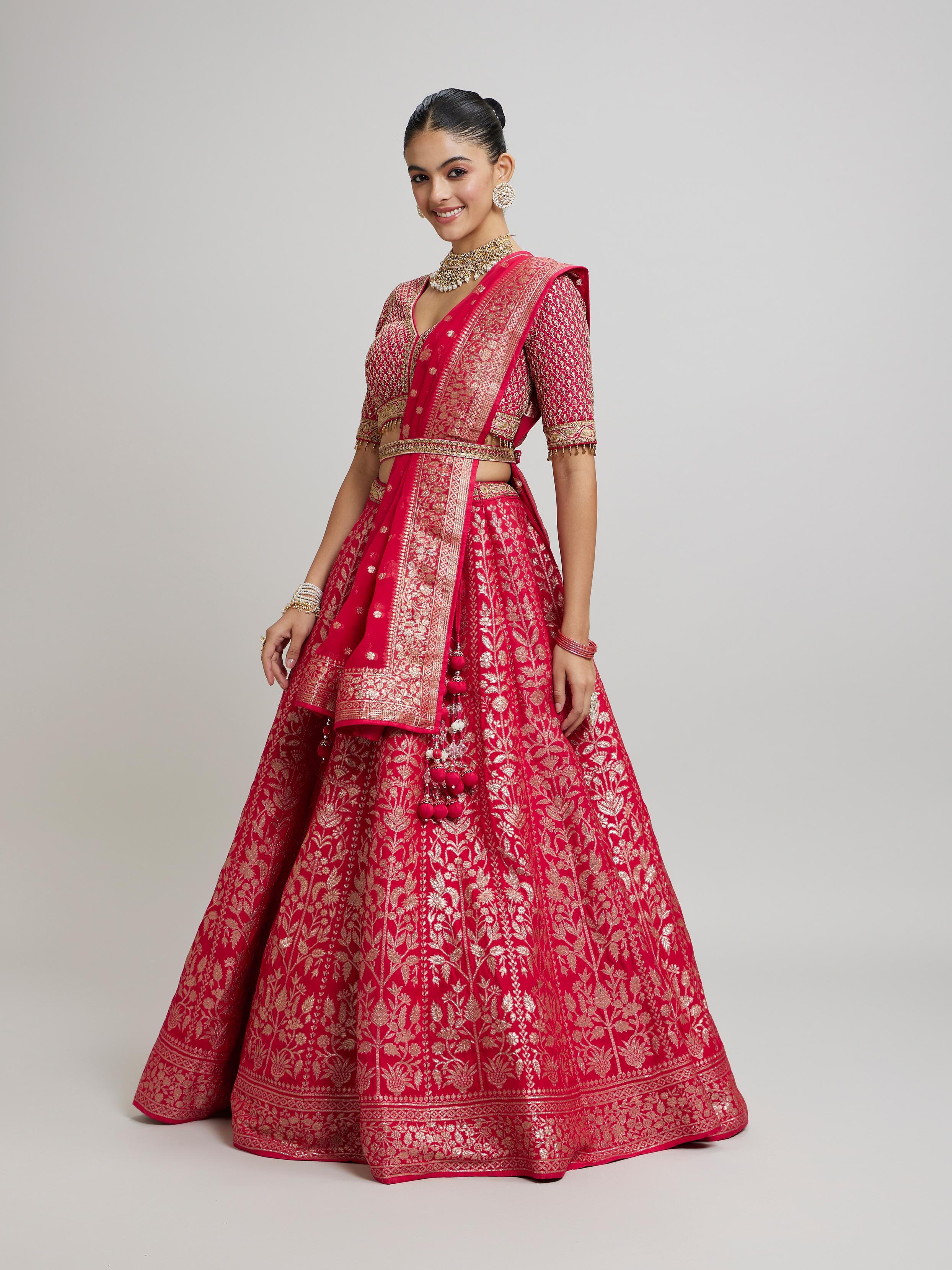 Twamev Women Majestic Pink Lehenga Ensemble