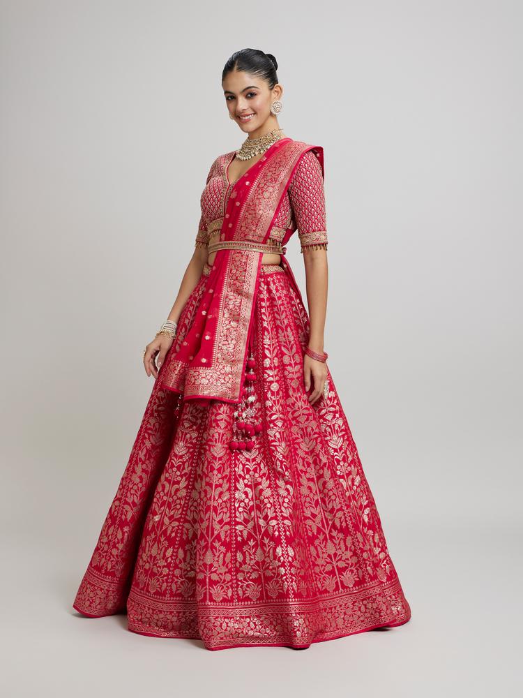 Twamev Women Majestic Pink Lehenga Ensemble