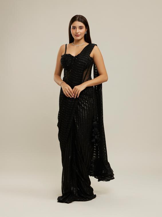Twamev Women Twilight Black Elegance Saree