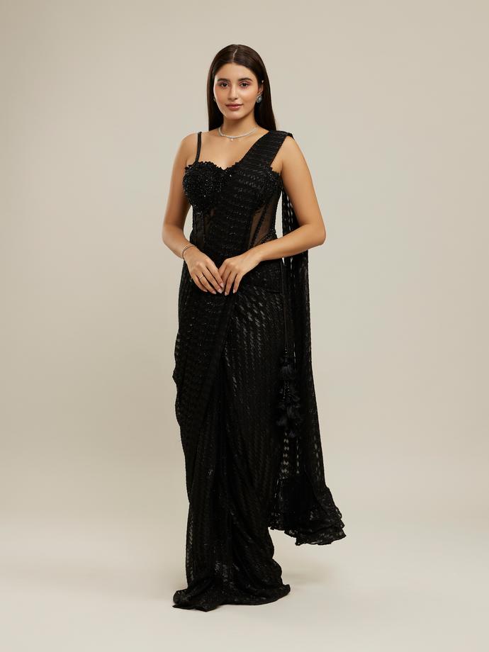 Twamev Women Twilight Black Elegance Saree