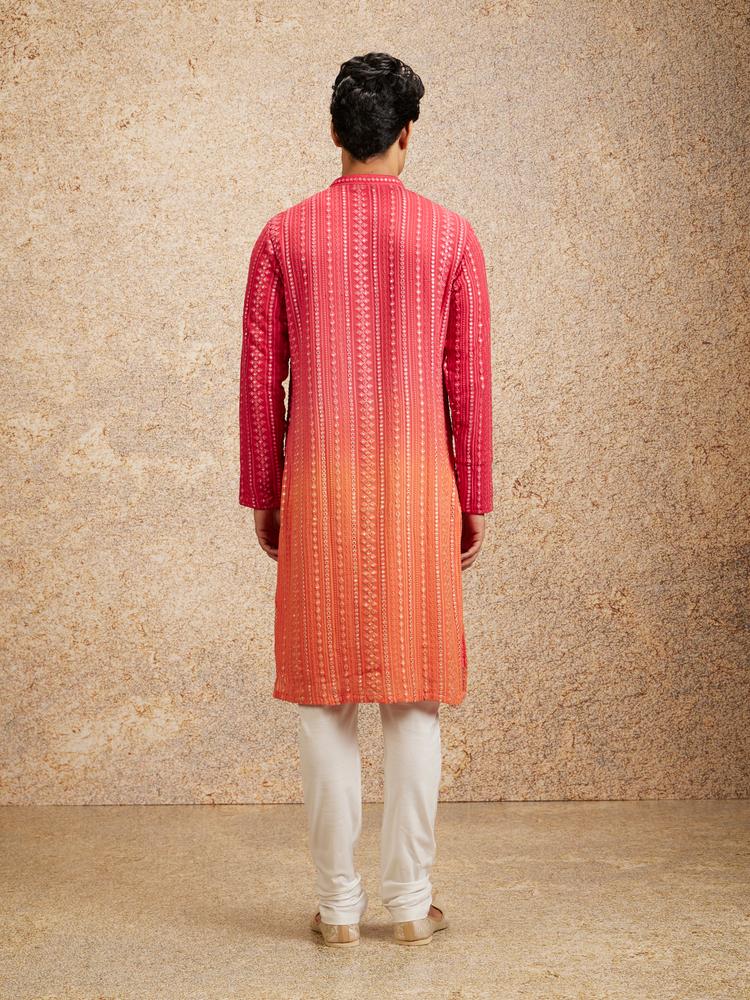 Twamev Men Ravishing Pink Georgette Kurta Pajama