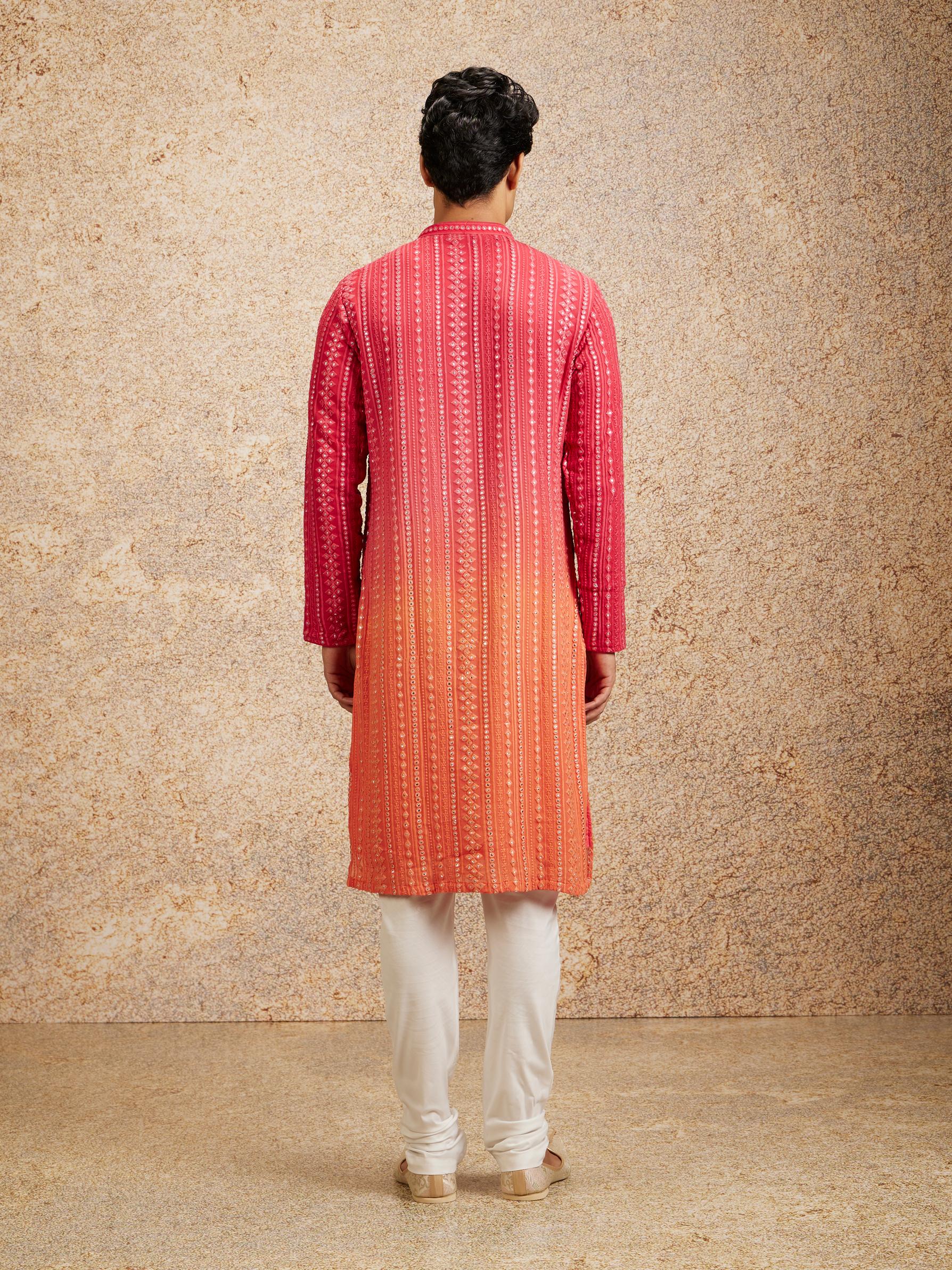 Twamev Men Ravishing Pink Georgette Kurta Pajama