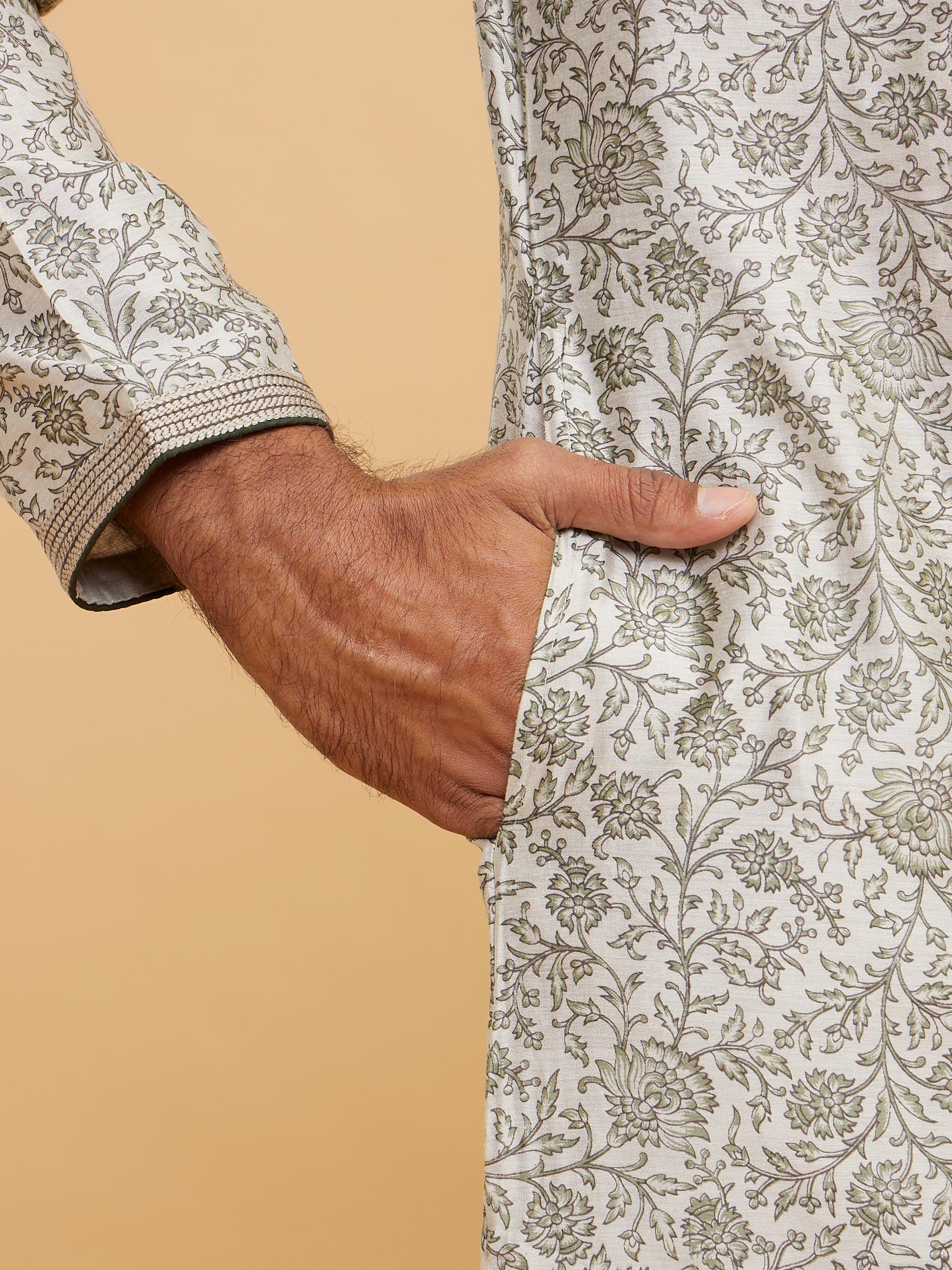 Twamev Men Pista Green Enchantment Kurta Pajama