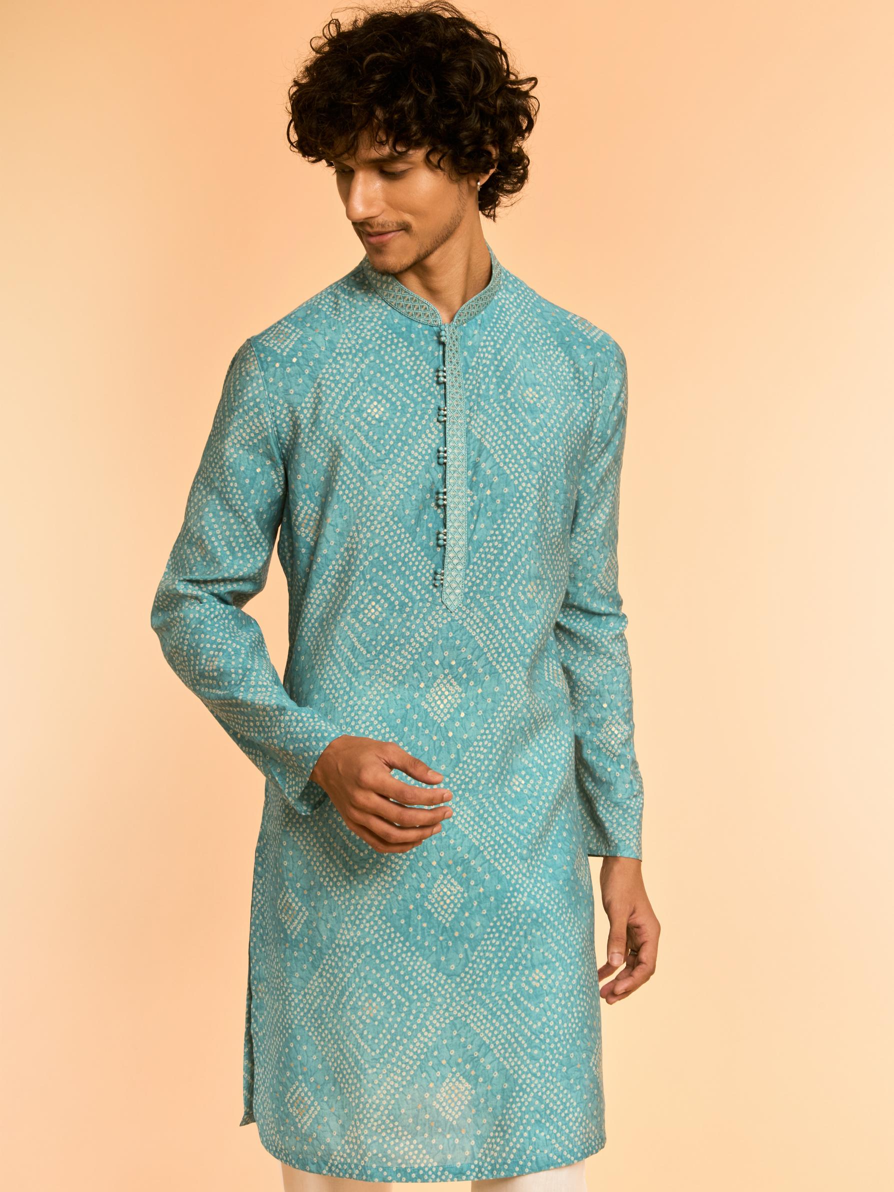 Diwas Men Turquoise Blue Festive Kurta