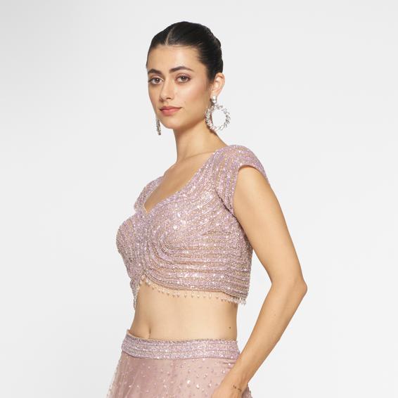 Twamev Women Royal Purple Net Skirt Top
