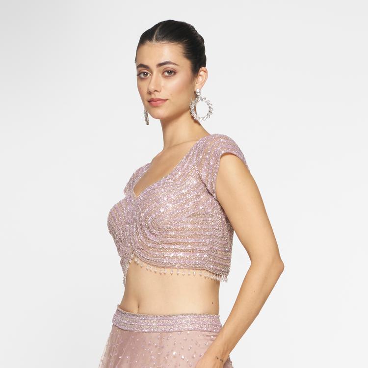 Twamev Women Royal Purple Net Skirt Top