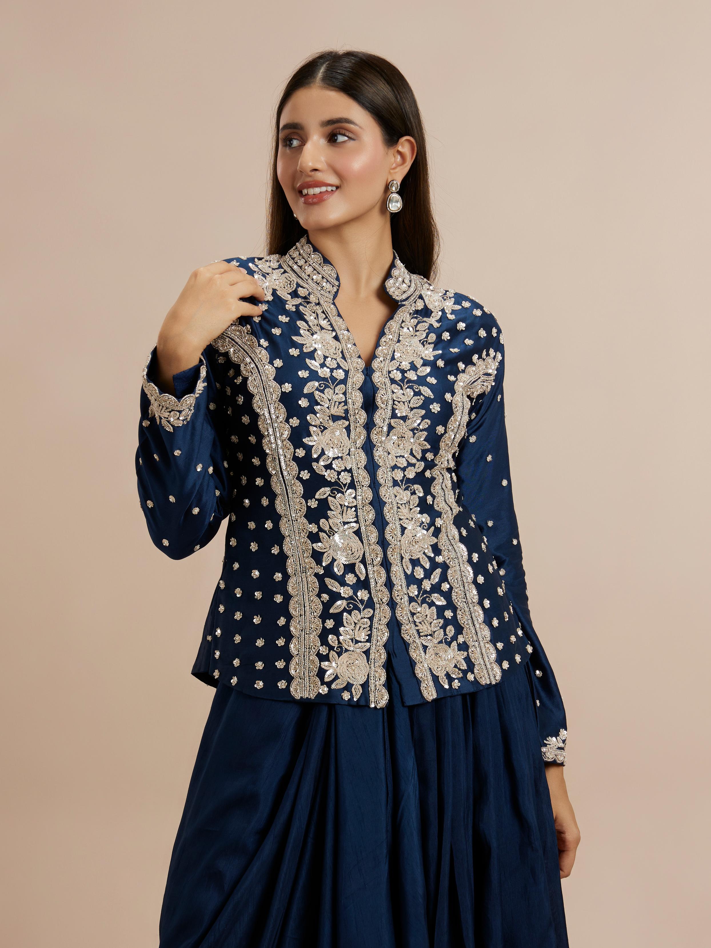 Twamev Women Indigo Blue Elegance Indo Western