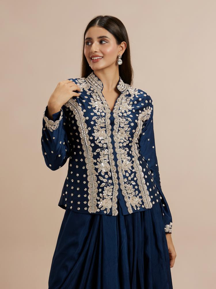 Twamev Women Indigo Blue Elegance Indo Western
