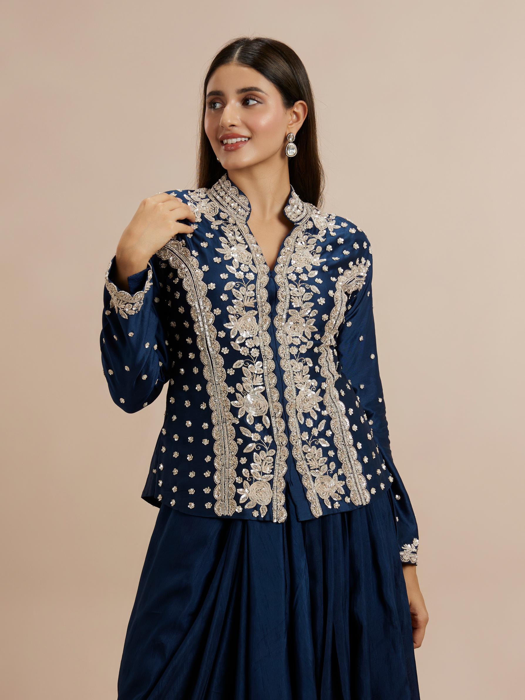 Twamev Women Indigo Blue Elegance Indo Western