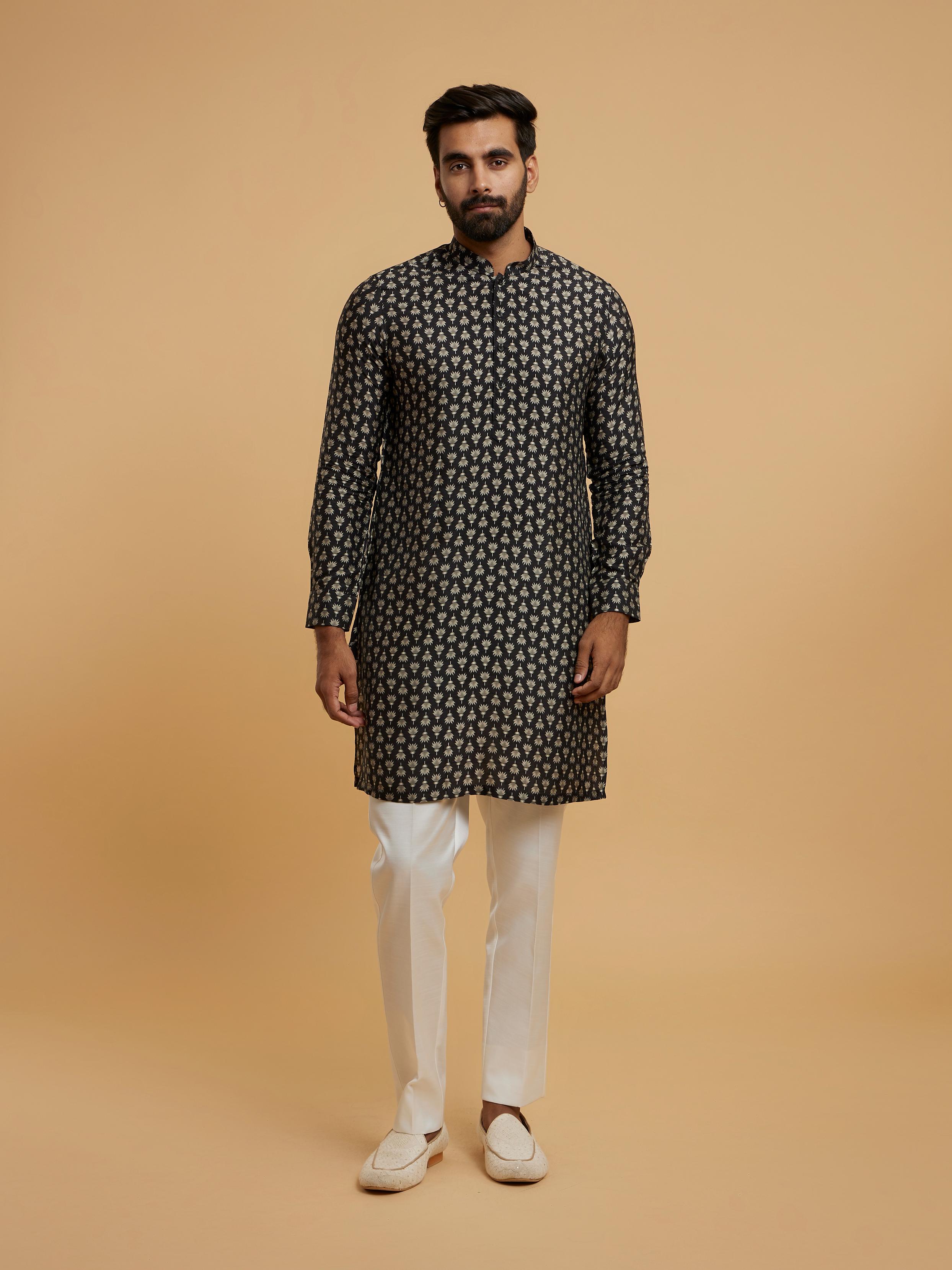 Twamev Men Black Majesty Kurta Jacket Set