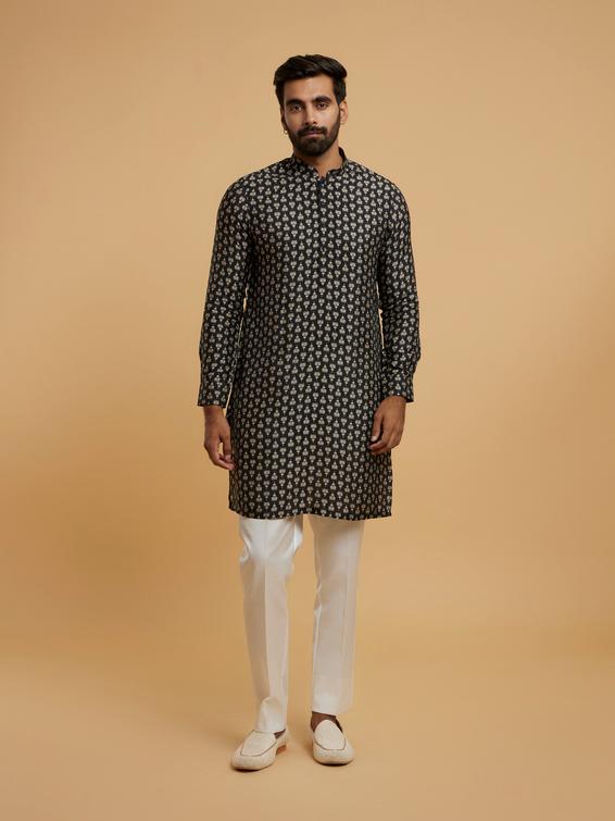 Twamev Men Black Majesty Kurta Jacket Set
